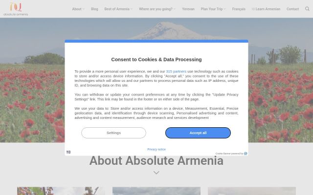 absolutearmenia.com - էկրանի պատկեր