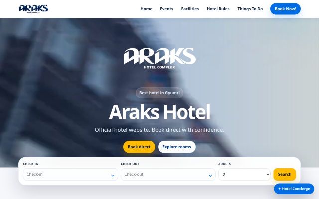 arakshotel.am - էկրանի պատկեր