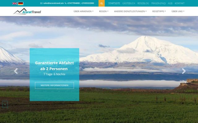 ararattravel.am - էկրանի պատկեր