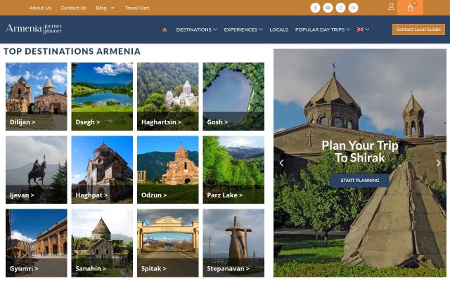 Скриншот сайта armeniajourneyguide.com