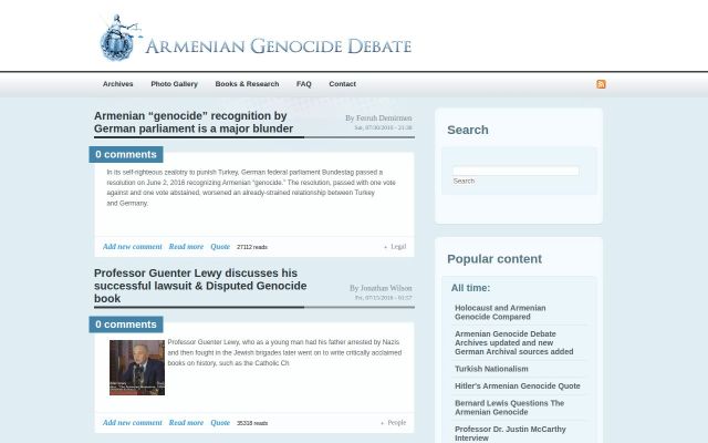 armeniangenocidedebate.com - էկրանի պատկեր
