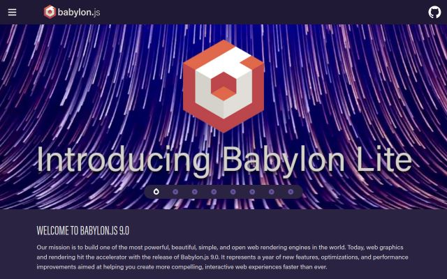 Screenshot of babylonjs.com