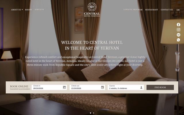 Скриншот сайта centralhotel.am