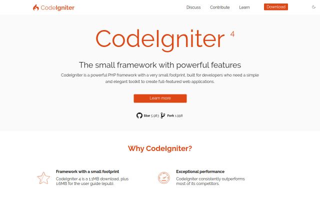 Screenshot of codeigniter.com