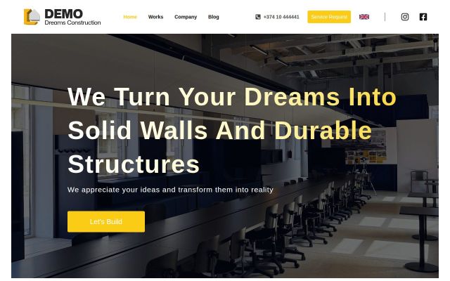demodreamsconstruction.am - էկրանի պատկեր
