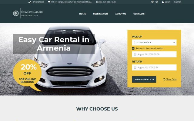 Скриншот сайта easyrentcar.am