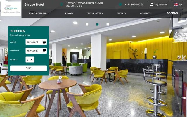 europehotel.am - էկրանի պատկեր