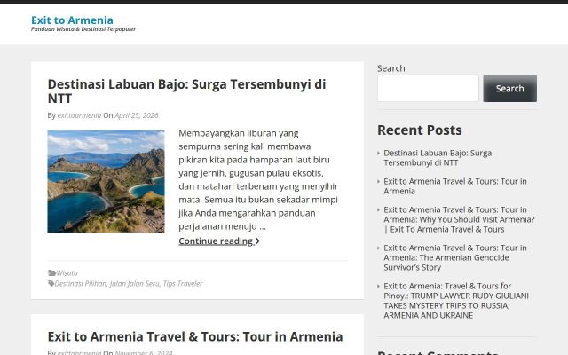Скриншот сайта exittoarmenia.com