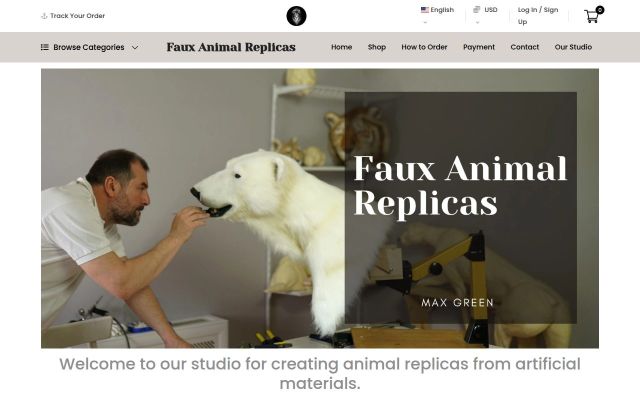 faux-animal-replicas.com - էկրանի պատկեր