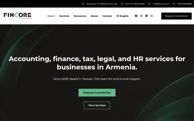 fincore.am - էկրանի պատկեր