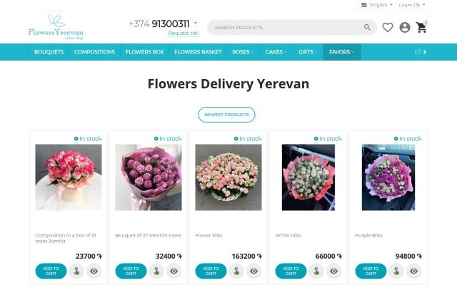 Screenshot of flowers-yerevan.am