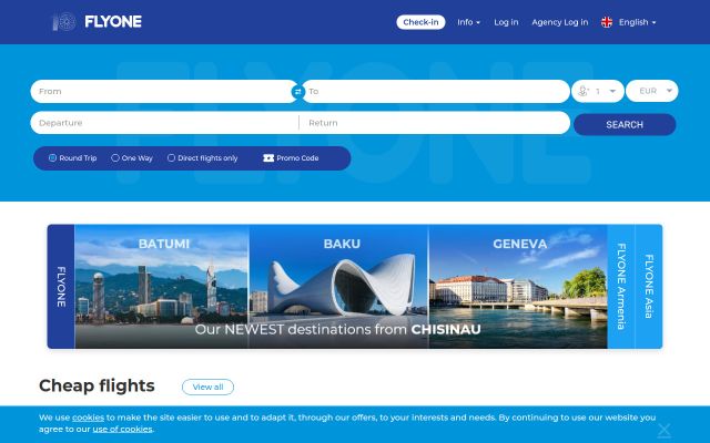 flyone.eu - էկրանի պատկեր
