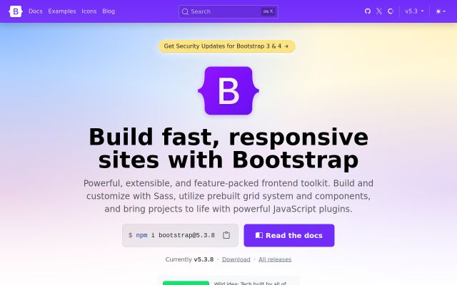 Screenshot of getbootstrap.com