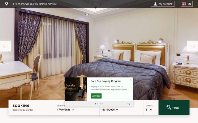 goldenpalacehotel.am - էկրանի պատկեր