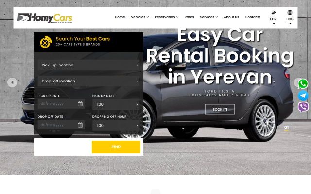 homycars.com - էկրանի պատկեր