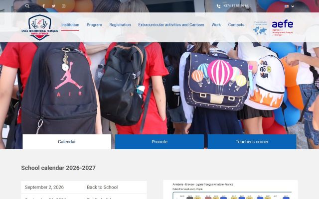 lyceefrancais.am - էկրանի պատկեր