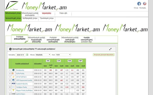 moneymarket.am - էկրանի պատկեր