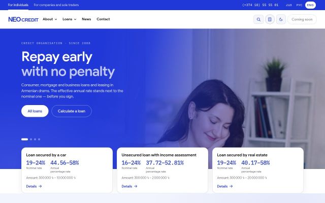 neocredit.am - էկրանի պատկեր