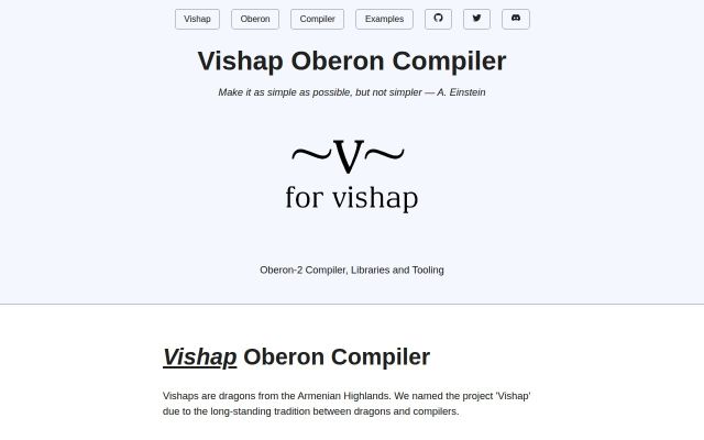 vishap.oberon.am - էկրանի պատկեր