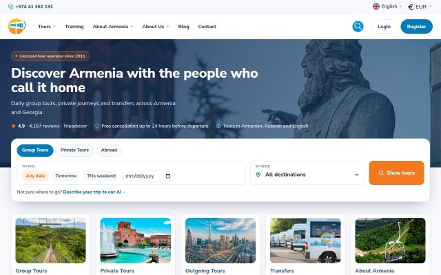 Скриншот сайта onewaytour.com