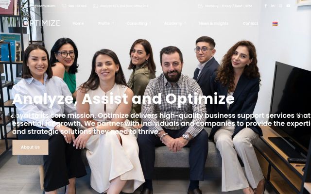 optimize.am - էկրանի պատկեր