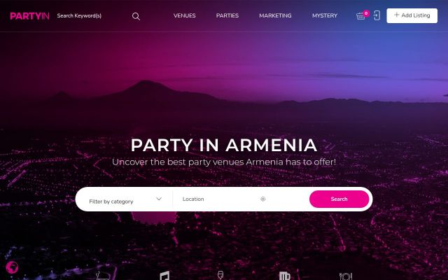 partyin.am - էկրանի պատկեր