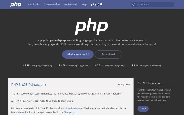 Скриншот сайта php.net