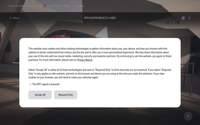 porsche.com — էկրանի պատկեր