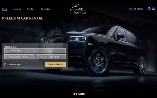 rentcar1.am - էկրանի պատկեր
