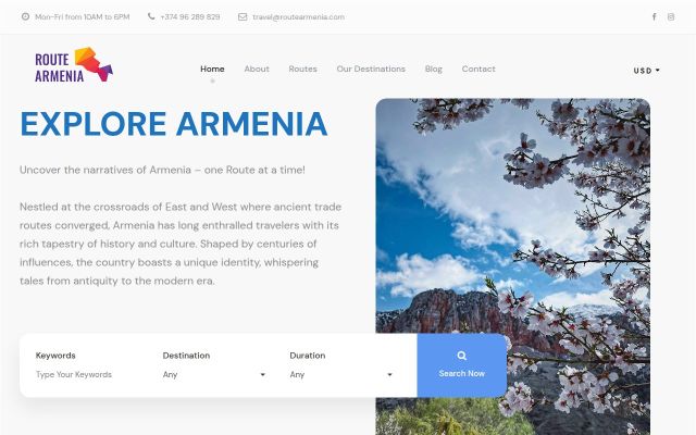 Скриншот сайта routearmenia.com