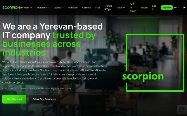 scorpion.am - էկրանի պատկեր