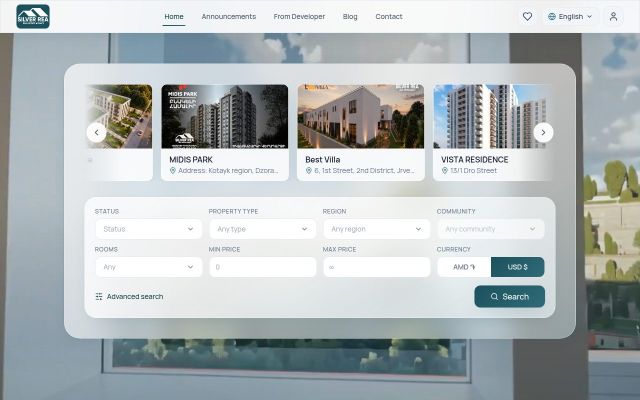silver-realestate.am - էկրանի պատկեր