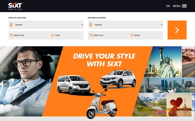 Скриншот сайта sixt.am