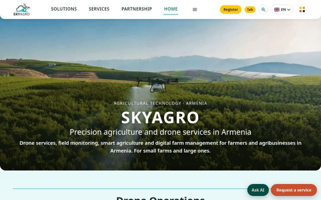 Скриншот сайта skyagro.am
