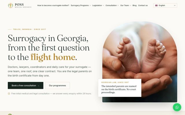 surrogacybypons.com - էկրանի պատկեր