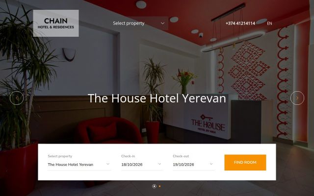 Скриншот сайта thehousehotel.am