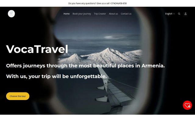 voca-travel.am - էկրանի պատկեր