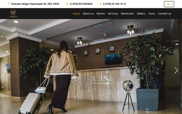 welcomeinnhotel.am - էկրանի պատկեր